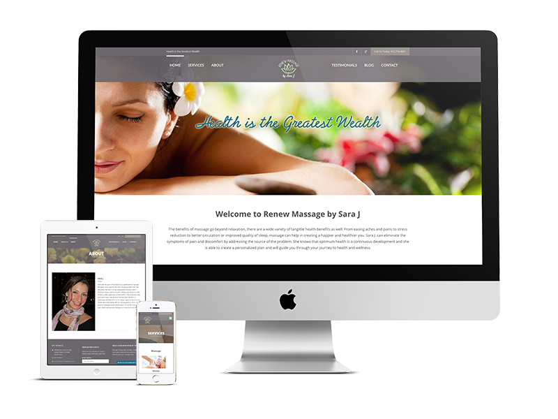 Renew Massage by Sara J webisite design